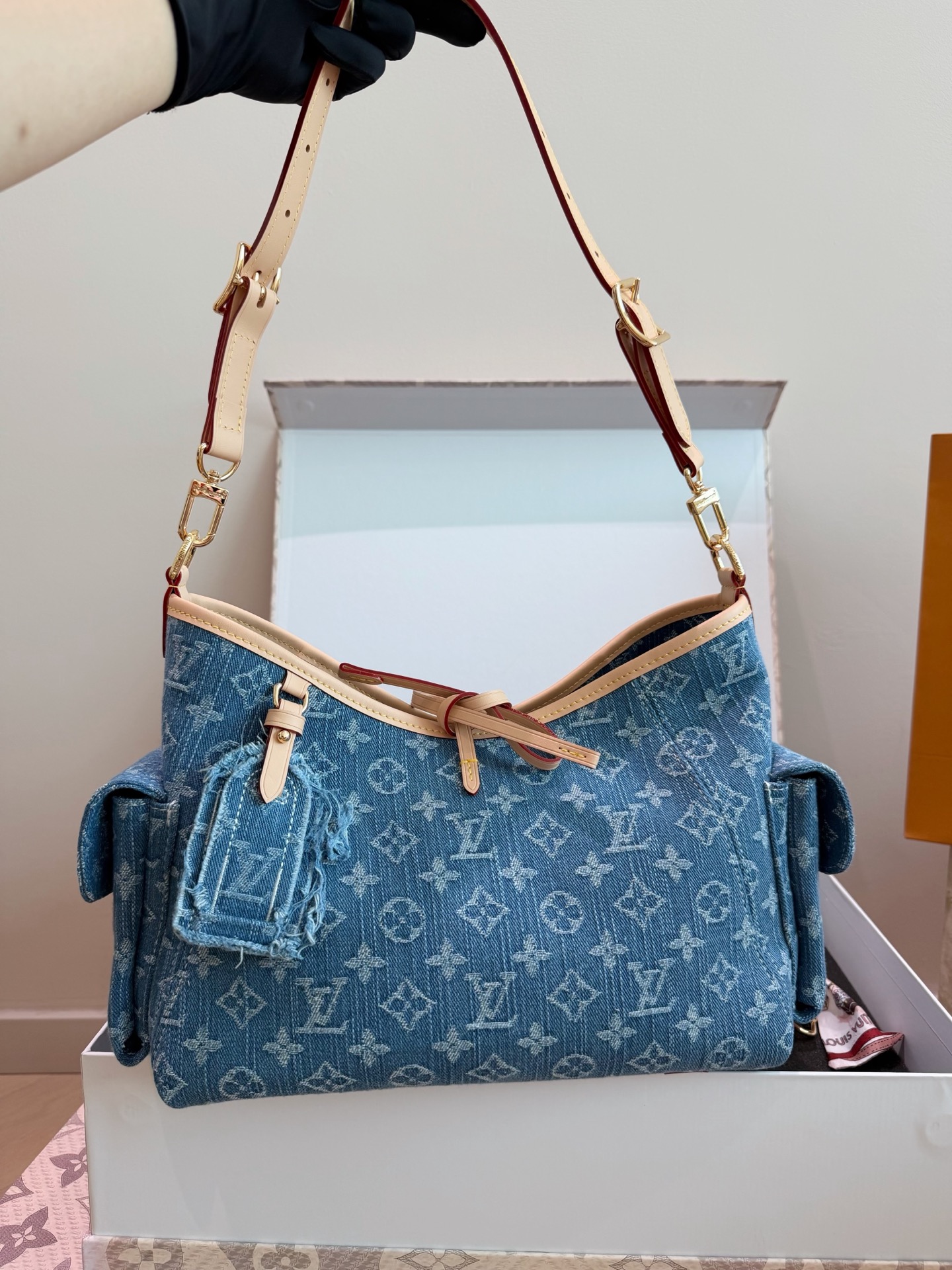 Louis Vuitton LV Carryall Handbag Denim Canvas